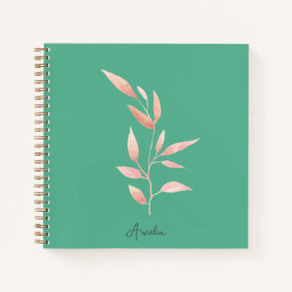 Moderne Teal-Blatt-Dekorative Wurfdecke Notizbuch
