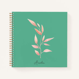Moderne Teal-Blatt-Dekorative Wurfdecke  Notizbuch