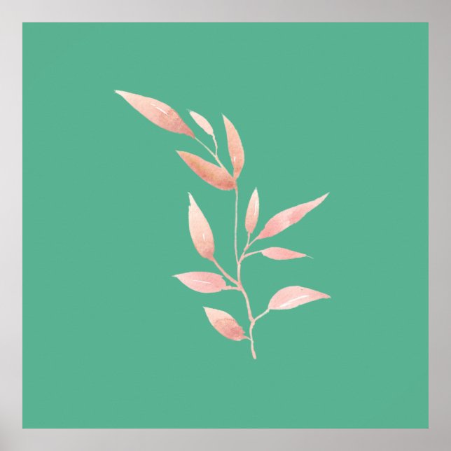 Moderne Teal-Blatt-Dekorative Wurfdecke  Poster (Vorne)