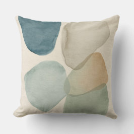 Moderne Teal Blau Sage Grün Abstrakter Farbbblock Kissen