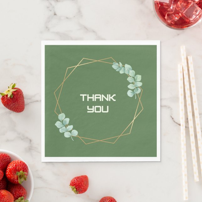 Moderne Teal-Botanik-Hochzeits-Danke-Papier-Servie Serviette (Beispiel)