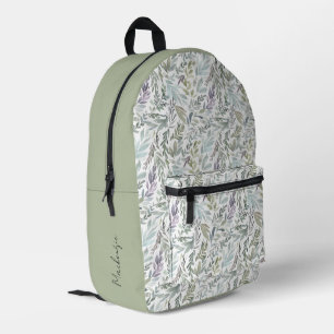 Moderne Teal Botanische Muster Custom Name Bedruckter Rucksack