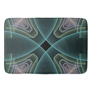 Moderne Teal-Geometrie-Fraktal-Kunstgrafik Badematte