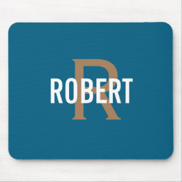 Moderne Teal-Gold-Monogramm Männername Mousepad