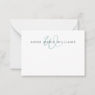 Moderne Teal-Grün-Schrift-Monogramm Mitteilungskarte