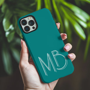 Moderne Teal-Monogramm-Initialen Zeitgenössisch iPhone 16 Pro Max Hülle