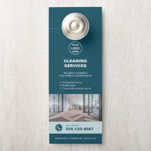 Moderne Teal-Reinigungsdienste mit QR Türanhänger