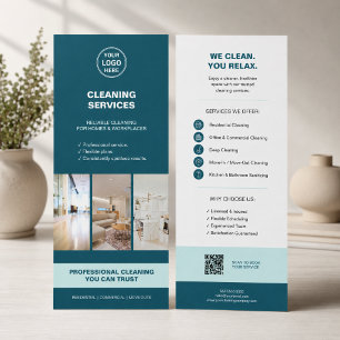 Moderne Teal-Reinigungsdienste mit QR  Werbekarte