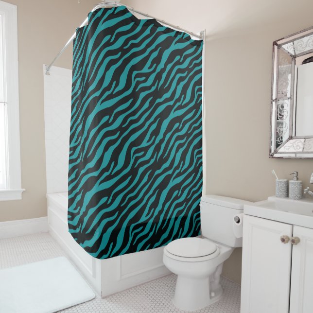 Moderne Teal-Safari-Duschvorhang Duschvorhang (Beispiel)