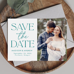 Moderne Teal-Typografie-Foto Save The Date