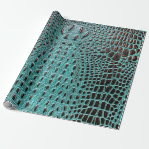 Moderne Teal- und Braune Alligator-Krokodilleder-O Geschenkpapier