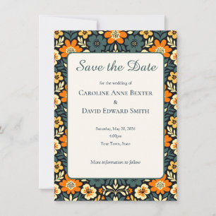 Moderne Teal- und Orange-Blumen-Design Save-the-Da
