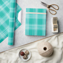 Moderne Teal-Weiß-Saubere Gitter-Aqua-Karomuster