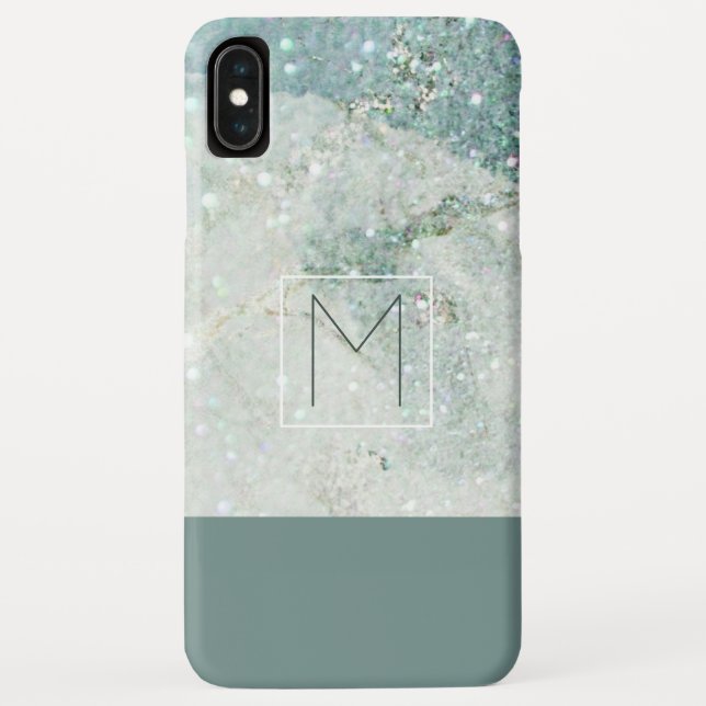 Moderne Tealblaue Marmor-Minimal-Monogramm Case-Mate iPhone Hülle (Rückseite)