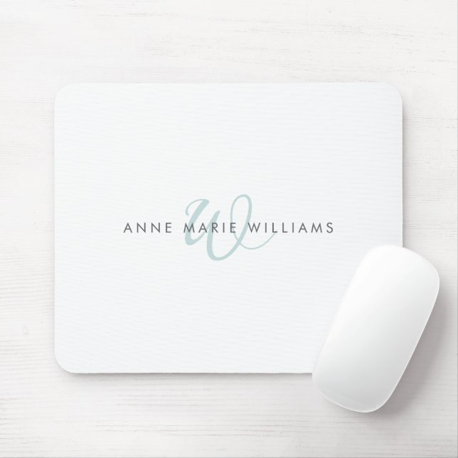 Moderne Tealgrüne Schriftmonogramm Mousepad (Mit Mouse)