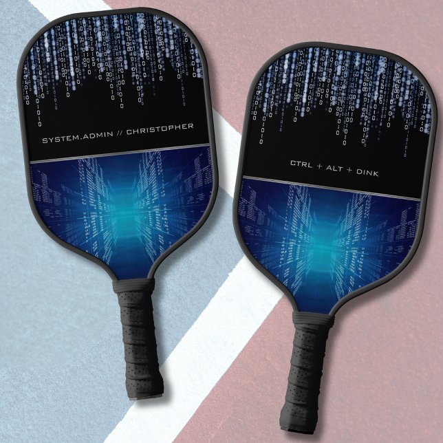 Moderne Tech-Binär-Code-Personalisierte Sportarten Pickleball Schläger (Personalized binary code tech pickleball paddle. Funny Ctrl Alt Dink gift for computer programmers)