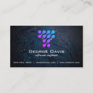 Moderne Tech-Logo-Mikrochip Visitenkarte