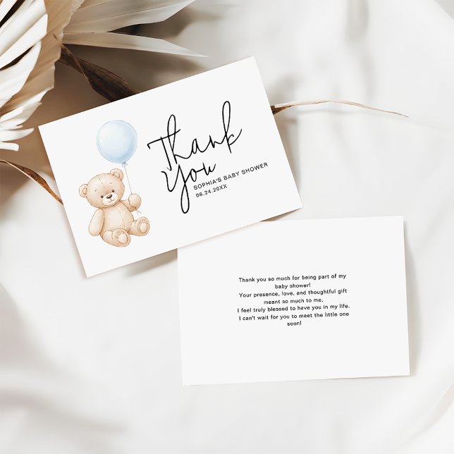 Moderne Teddy Bear Baby Dusche Budget Vielen Dank Mitteilungskarte (Von Creator hochgeladen)