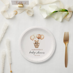 Moderne Teddy Bear Gender Neutral Baby Dusche Pappteller