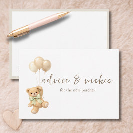 Moderne Teddybär-Baby-Dusch-Wünsche- und Ratskarte Dankeskarte