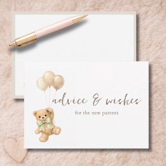 Moderne Teddybär-Baby-Dusch-Wünsche- und Ratskarte Dankeskarte