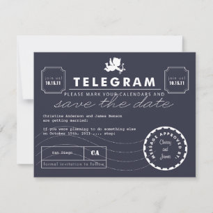 Moderne Telegrammkarte Save the Date - Marine