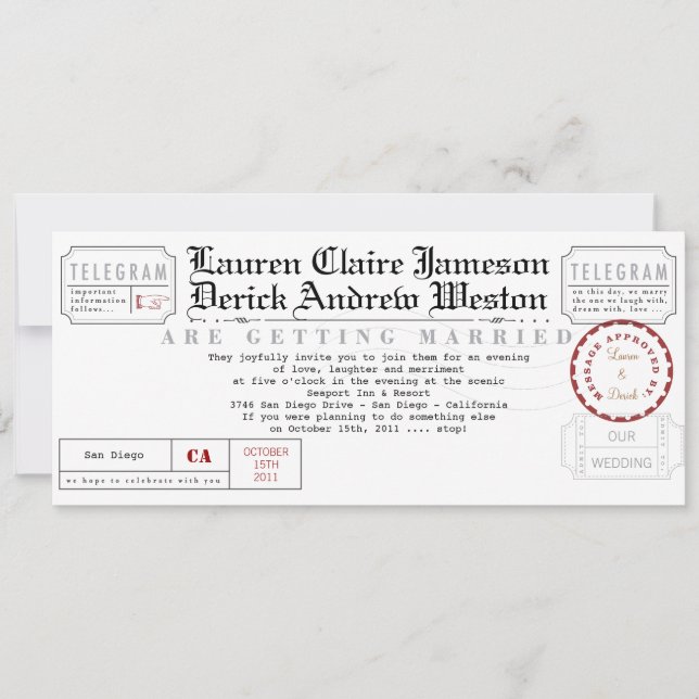 Moderne Telegrammteeeinladung Einladung (Vorderseite)