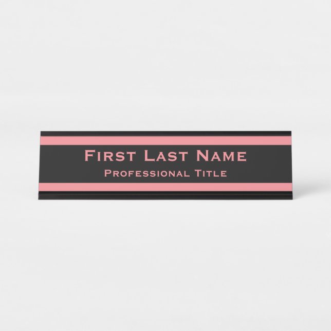 Moderne Teller Name Plate Pink Beruflich Schreibtischnamensplakette (Vorderseite )