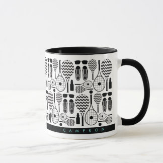 Moderne Tennisausrüstung und Zubehör Pattern Tasse