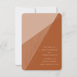 Moderne Terra Cotta Trendy Hand Drawn Leaf Wedding Save The Date