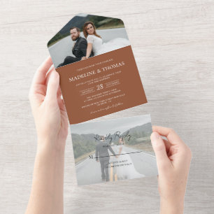 Moderne Terracotta 2 Foto UAWG Wedding All In One Einladung