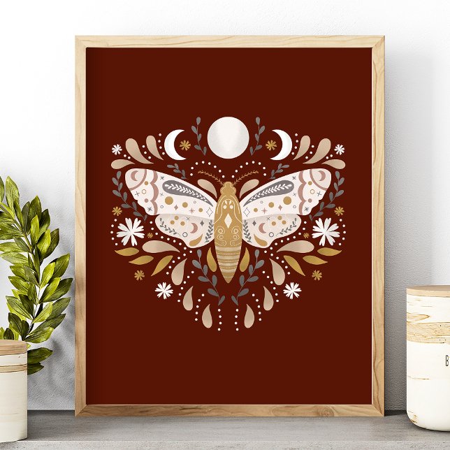 Moderne Terracotta Abstrakt Moth Illustration Poster (Von Creator hochgeladen)
