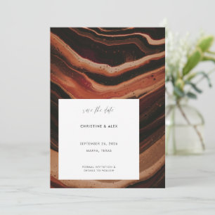 Moderne Terracotta Agate Marble Texture Wedding Save The Date
