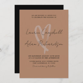 Moderne Terracotta & Black Heart Wedding Einladung