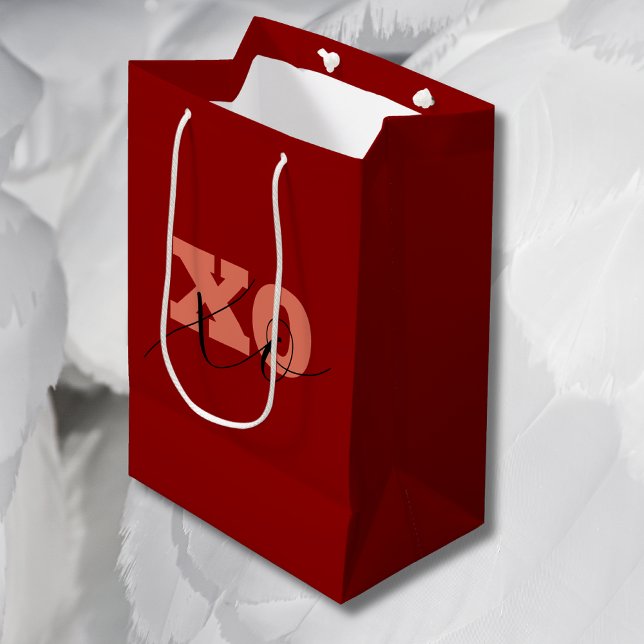 Moderne Terracotta Black XOXO Valentine Geschenket Mittlere Geschenktüte (Von Creator hochgeladen)