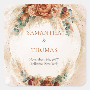 Moderne Terracotta-Blume Bordeaux Pampas Sticker