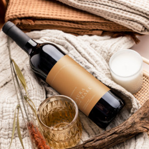 Moderne Terracotta Boho Arch Minimalistische Hochz Weinetikett