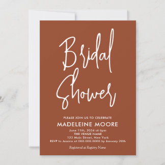 Moderne Terracotta Bridal Dusche Einladung