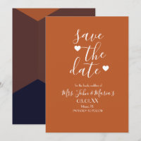 Moderne Terracotta Chocolate Navy Save the Date
