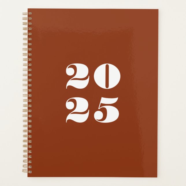 Moderne Terracotta Custom Year stilvolle Typografi Planer (Vorderseite)