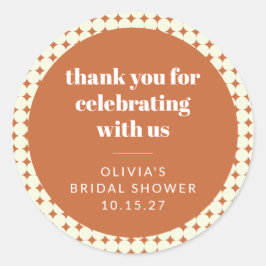 Moderne Terracotta Dots Brautparty kundenspezifisc Runder Aufkleber