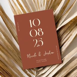 Moderne Terracotta Einfache schicke Hochzeit Save The Date