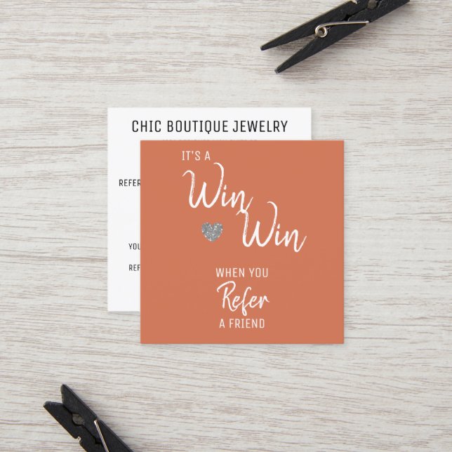 Moderne Terracotta - Empfehlungskarte (Vorderseite/Rückseite Beispiel)