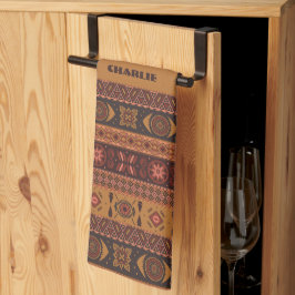 Moderne Terracotta Ethnisches Tribal Ziermuster Geschirrtuch