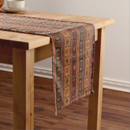 Moderne Terracotta Ethnisches Tribal Ziermuster Kurzer Tischläufer