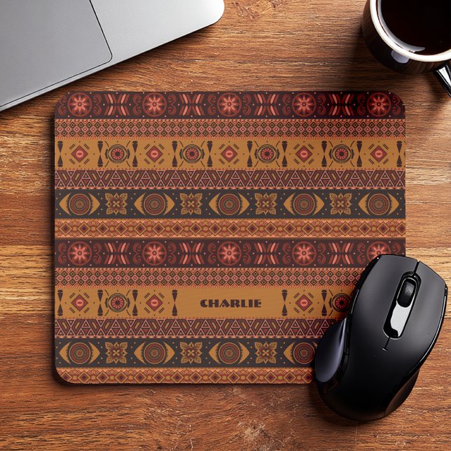 Moderne Terracotta Ethnisches Tribal Ziermuster Mousepad (Von Creator hochgeladen)