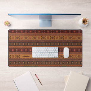 Moderne Terracotta Ethnisches Tribal Ziermuster Schreibtischunterlage