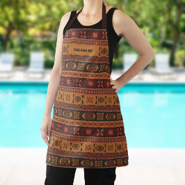 Moderne Terracotta Ethnisches Tribal Ziermuster Schürze