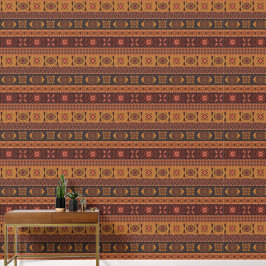 Moderne Terracotta Ethnisches Tribal Ziermuster Tapete