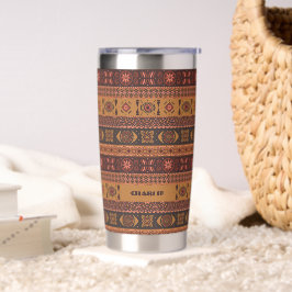 Moderne Terracotta Ethnisches Tribal Ziermuster Thermobecher